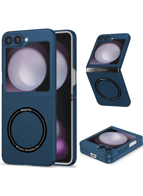 Magnetic Case for Samsung Galaxy Z Flip 6 Compatible with MagSafe Wireless Charging, Shockproof Phone Bumper Cover, Anti-Scratch Blue