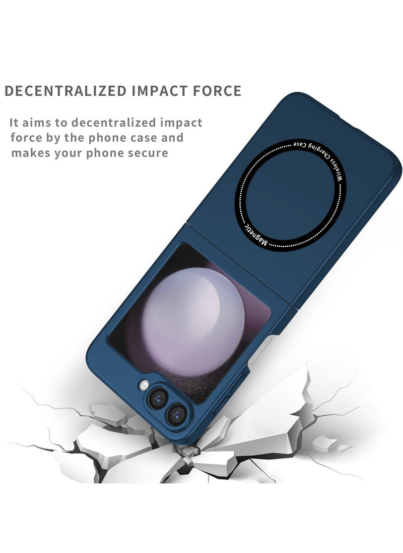 URBBKING - Magnetic Case for Samsung Galaxy Z Flip 6 Compatible with MagSafe Wireless Charging, Shockproof Phone Bumper Cover, Anti-Scratch Blue - Image 1