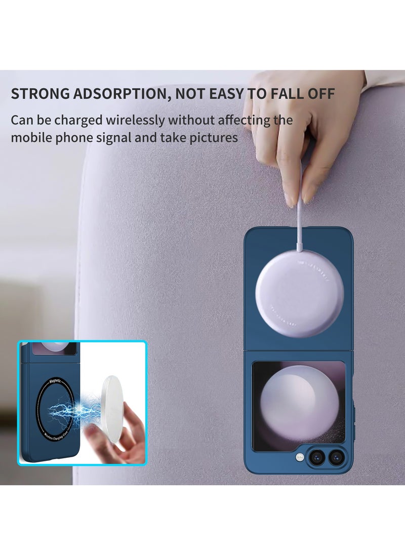 URBBKING - Magnetic Case for Samsung Galaxy Z Flip 6 Compatible with MagSafe Wireless Charging, Shockproof Phone Bumper Cover, Anti-Scratch Blue - Image 1