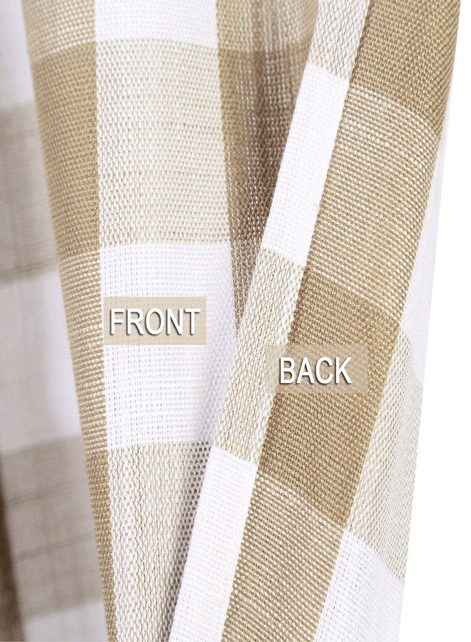 Bapawfish Beige Buffalo Plaid Cafe Curtains 30 Inch Length, Buffalo Check Kitchen Tier Curtains, Farmhouse Gingham Rod Pocket Short Half Window Curtain for Kitchen Bathroom, 28" W x 30" L, Linen, Set of 2 - Image 4