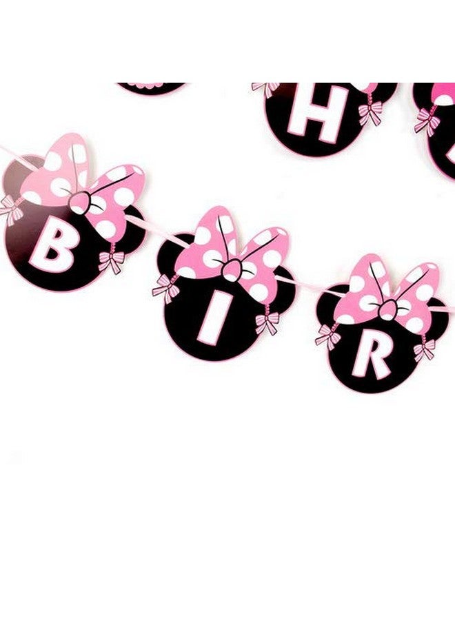 CHuangQi Minnie Themed Party Banner, Happy Birthday Banner, Birthday Party Supplies & Decoration - Image 2