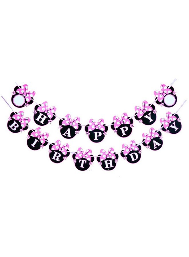 CHuangQi Minnie Themed Party Banner, Happy Birthday Banner, Birthday Party Supplies & Decoration - Image 1