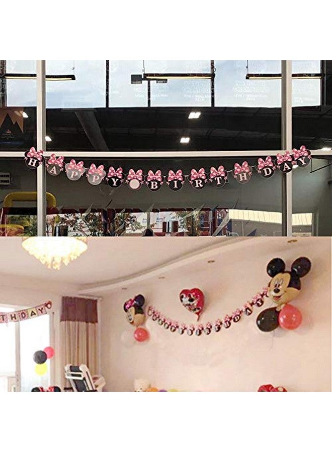 CHuangQi Minnie Themed Party Banner, Happy Birthday Banner, Birthday Party Supplies & Decoration - Image 4
