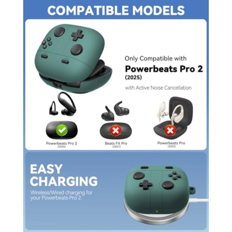 for Beats Powerbeats Pro 2 Case 2025 Classic Game Controller Appearance, Skin-Friendly Silicone Material, with Multifunctional Cleaning Tool, Portable Hook - Image 2