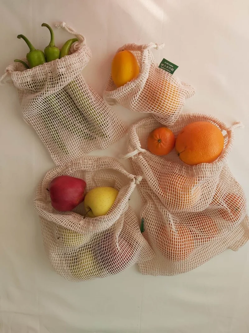 Ecowoco 100% Cotton Net Bag Set of 4