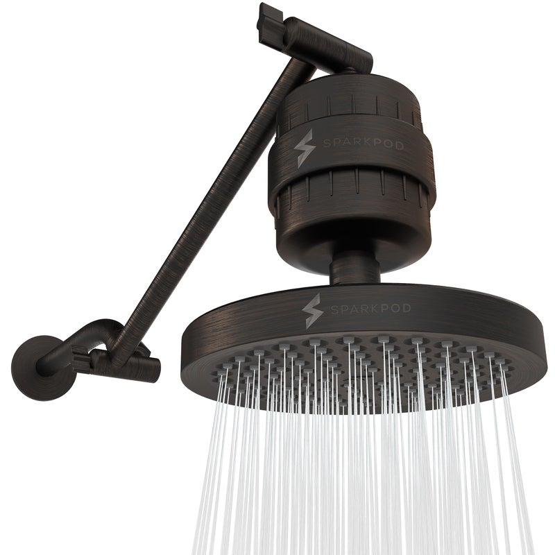 SparkPod 6 High Pressure Rain Shower Head with 23 Stage Filter Capsule 11 Inch Adjustable Shower Arm Extension Shower Filter Reduces Chlorine for Smoother Hair Skin Round OilRubbed Bronze - Image 2