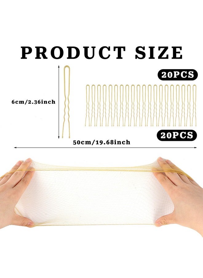 Sliverdew - Blonde Hair Nets For Ballet Buns 20Pcs Hair Bun Nets With 20Pcs U Shaped Hair Pins For Buns Dance Balllet Bun Hair Net Set Elastic Edges Mesh Hairnets Invisible Ballet Hair Net For Girls Women - Image 1