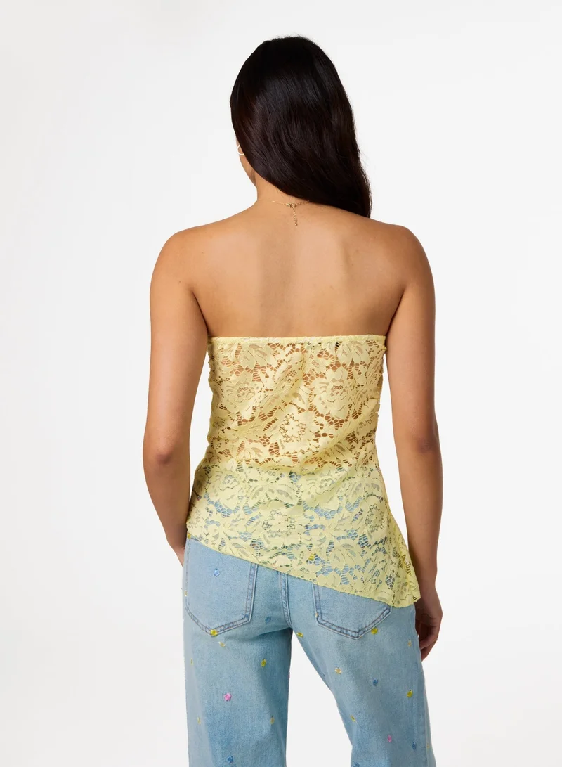 بينك فانيلا Floral Lace Bandeau Top