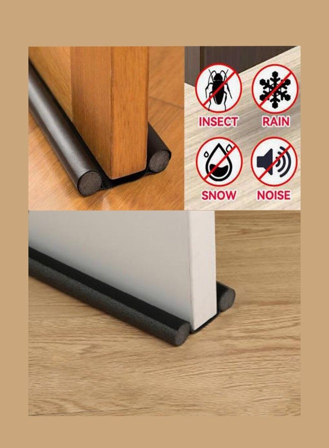  Door Draft Stopper  Cuttable And Washable  Door Strip Reduce Noise Window Breeze Blocker Insect Prevention And Mouse Release  Bedroom Window Office Resist The Cold  Black - Image 1