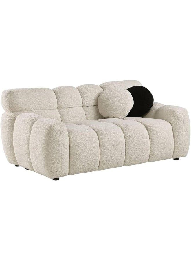 Zayn comforts Square Double Sofa  Cozy Sherpa Comfort Meets Sleek Design (Beige, 3 Seater) - Image 3