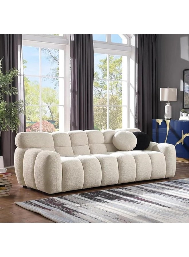 Zayn comforts Square Double Sofa  Cozy Sherpa Comfort Meets Sleek Design (Beige, 3 Seater) - Image 1