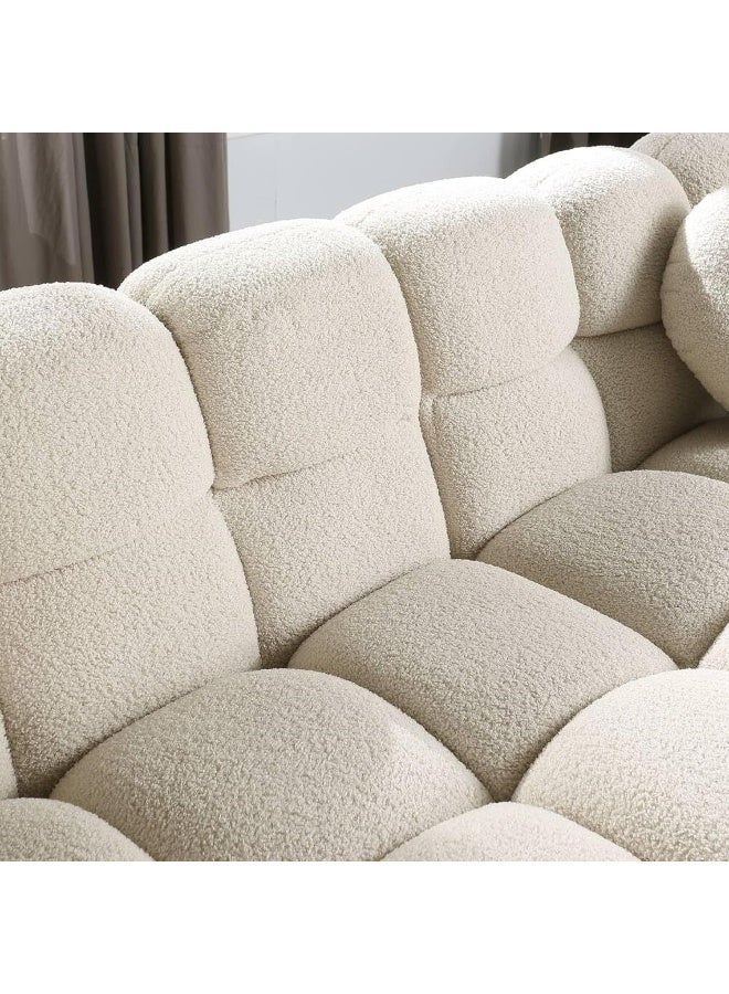 Zayn comforts Square Double Sofa  Cozy Sherpa Comfort Meets Sleek Design (Beige, 3 Seater) - Image 2