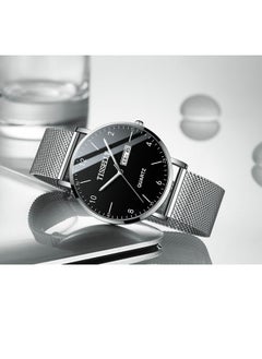 T079 Silver Case Black Face Silver Mesh Strap