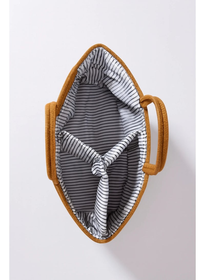 سلة منظم حفاضات الاطفال مصنوع من القماش القطني بنسبة 100% بتصميم انيق وحبال للحضانة شنطة حمل محمولة الحجم 44×22×19سم - Image 3