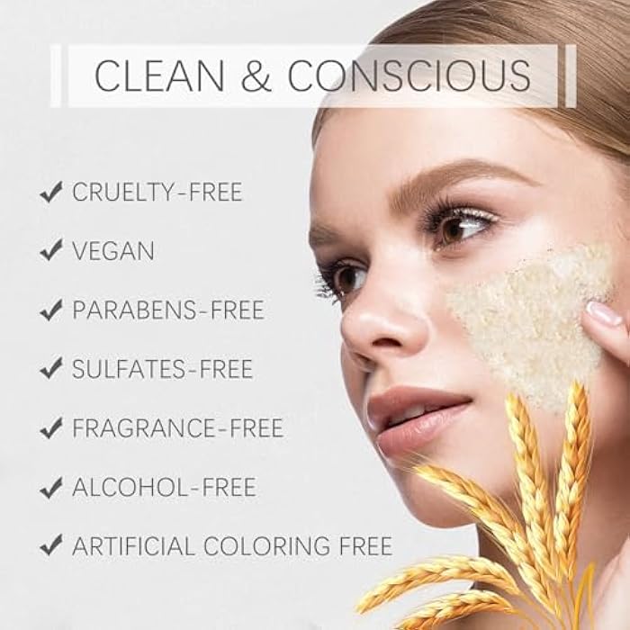 Bmrewax Rice Face Mask, Gentle Exfoliating Wash Off Facial Mask for Dull, Rough Skin, Pore Clearing, Remove Dead Skin Cells for All Skin Types 3.53 Fl Oz - Image 4