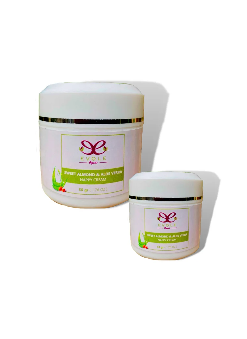EVOLE Nappy Cream, Baby Diaper Rash Cream Moisturizing With Almond Oil and Aloe Vera (50g)