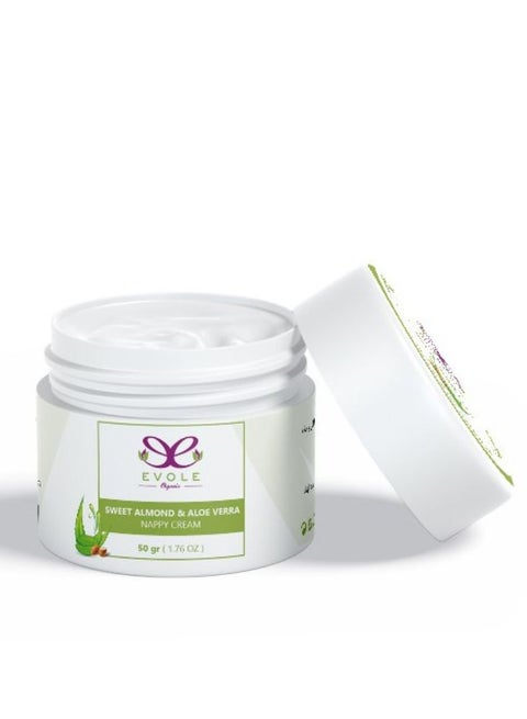 Nappy Cream, Baby Diaper Rash Cream Moisturizing With Almond Oil and Aloe Vera (50g)