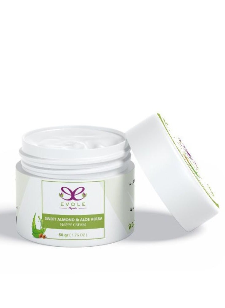 Nappy Cream, Baby Diaper Rash Cream Moisturizing With Almond Oil and Aloe Vera (50g)