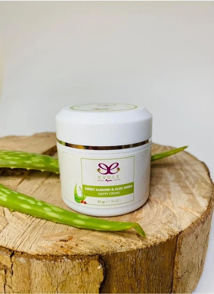 EVOLE Nappy Cream, Baby Diaper Rash Cream Moisturizing With Almond Oil and Aloe Vera (50g)