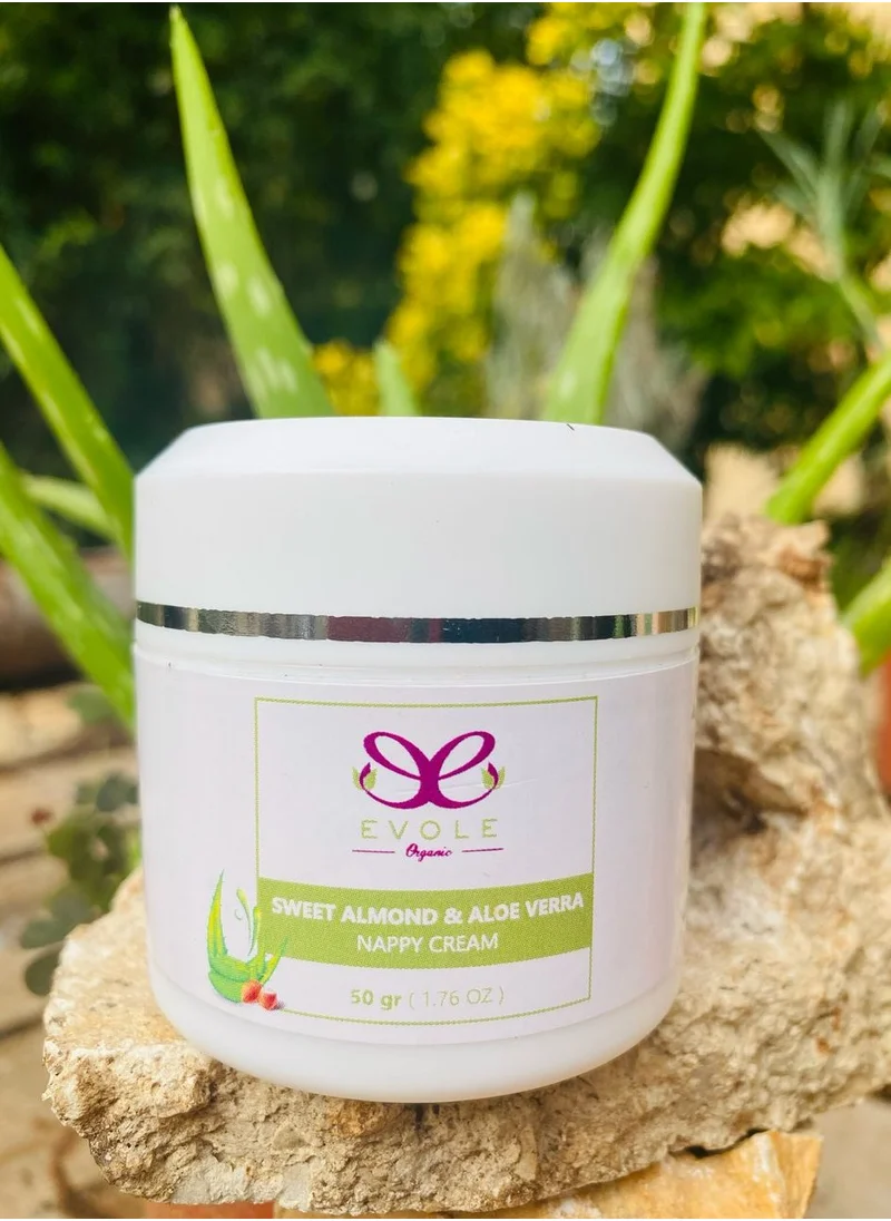 EVOLE Nappy Cream, Baby Diaper Rash Cream Moisturizing With Almond Oil and Aloe Vera (50g)
