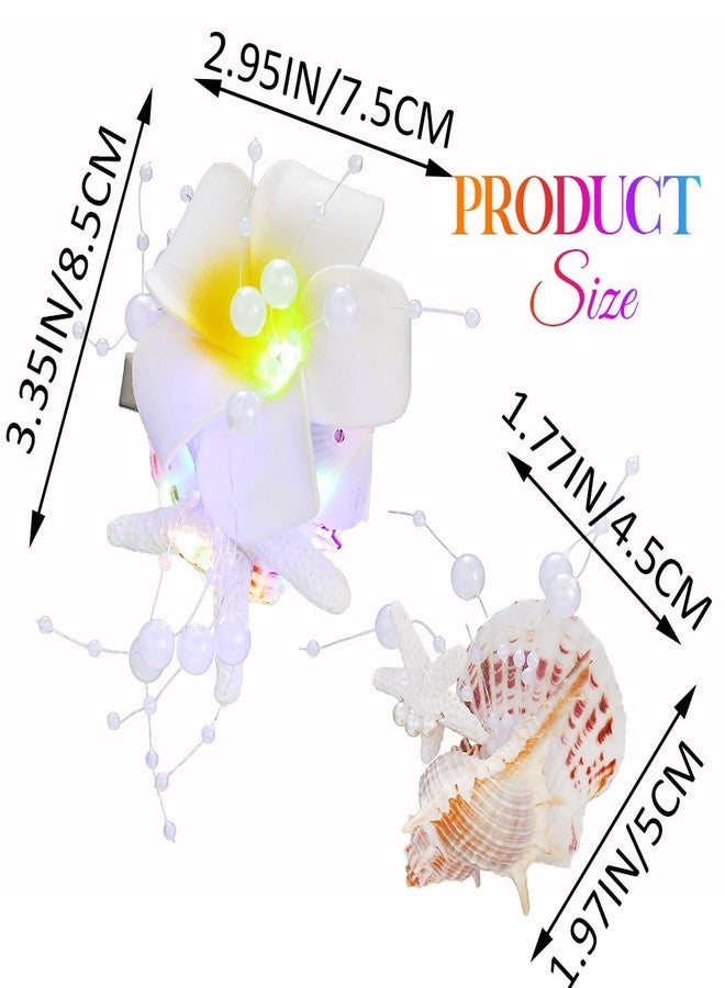 Latious Seashell Wedding Hair Clips Light Up Starfish Bridal Hair Barrettes Flower Beach Hair Accessories for Women and Girls (Pack of 2) (Colorful Light) - Image 4