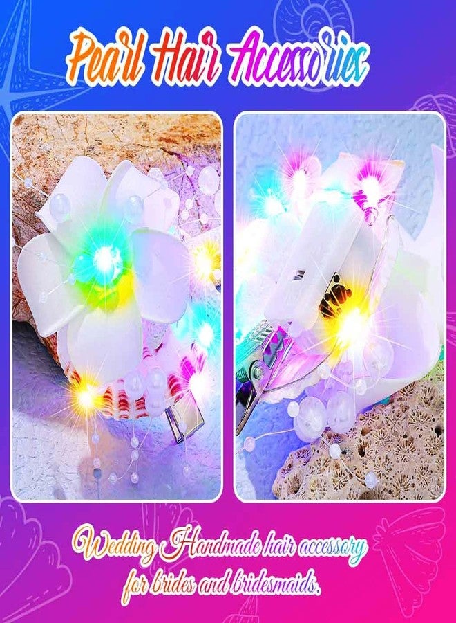 Latious Seashell Wedding Hair Clips Light Up Starfish Bridal Hair Barrettes Flower Beach Hair Accessories for Women and Girls (Pack of 2) (Colorful Light) - Image 5