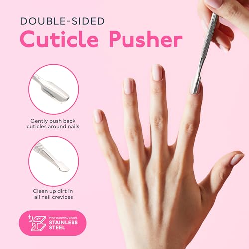 SUNUV 4PCS Cuticle Nippers, Cuticle Pusher with Nail File and Nail Buffer Set, Professional Stainless Steel Durable Pedicure Manicure Nail Care Tools - Image 5