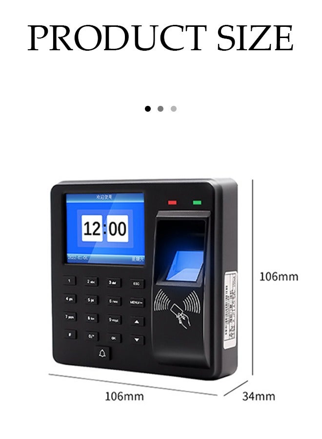 Generic Attendance Machine ​with Fingerprint, Time Clocks for Employees Small Business,Password Punching in One,2.4 inch TFT Color Screen  - Image 2