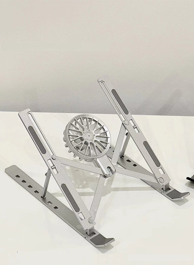 CYSTAR Aluminum Alloy Laptop Cooling Stand with Fan, Foldable Adjustable Lifting Computer Bracket, Portable Storage Desktop Holder - Image 2