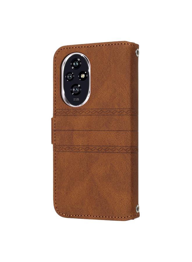 زبون جراب هاتف Honor 200 Pro مصنوع من الجلد الملمس بخطوط منقوشة - Image 3