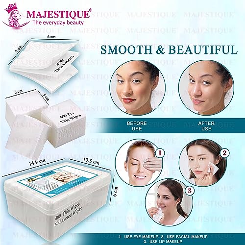 Majestique Cotton Face Pads, Makeup Removing Cotton Wipes with Soft Touch for Eye, Face Cleansing Tissues, Pure Cotton Pad, Multifunctional, Cotton Pads for Face Toner - 460 Count / 1 Box - Image 2