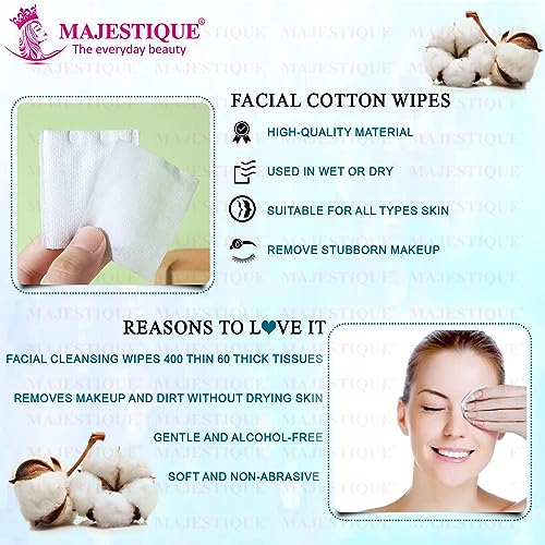 Majestique Cotton Face Pads, Makeup Removing Cotton Wipes with Soft Touch for Eye, Face Cleansing Tissues, Pure Cotton Pad, Multifunctional, Cotton Pads for Face Toner - 460 Count / 1 Box - Image 3