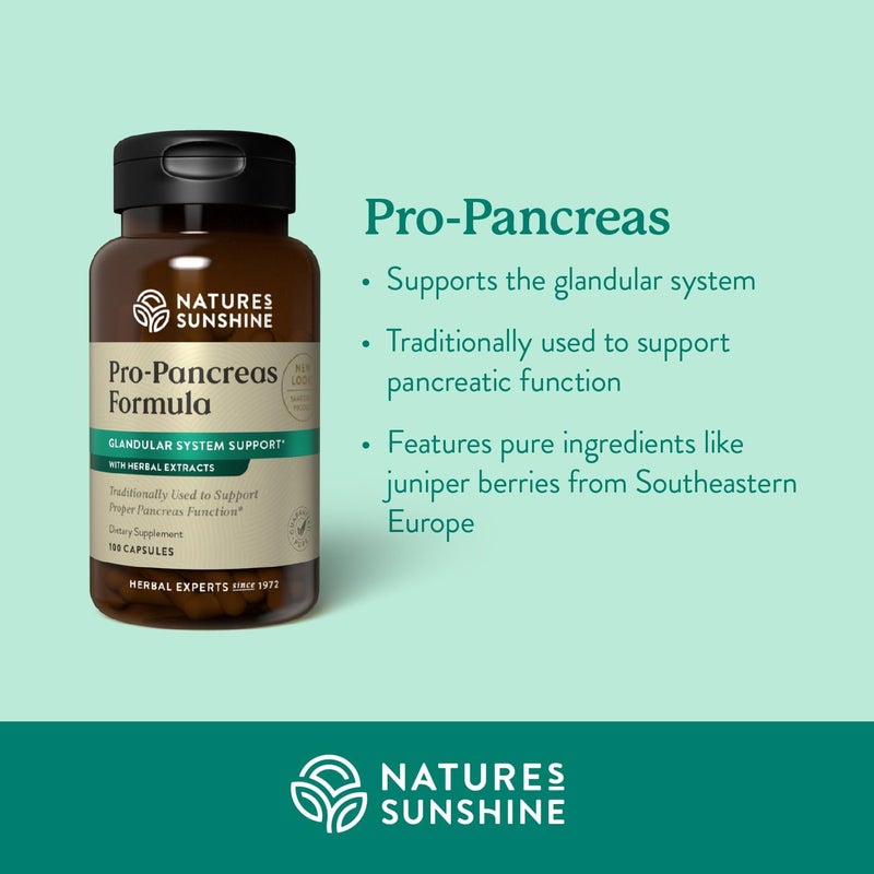 Nature's Sunshine Pro-Pancreas Formula - 100 Capsules for Glandular System Support - Image 2