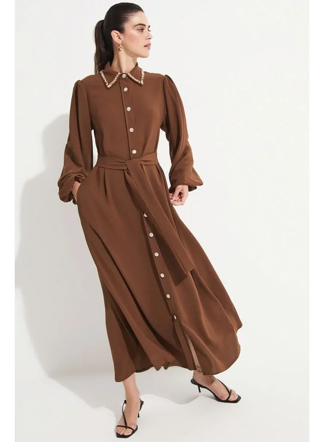 جون Collared Button-Up Dress