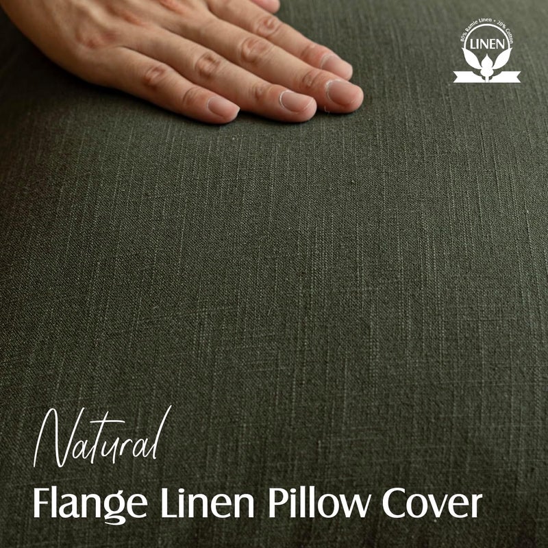 Foindtower Pack of 2, Decorative Linen Solid Throw Pillow Covers Soft Accent Cushion Case Farmhouse Neutral Pillowcase for Chair Couch Sofa Bedroom Living Room Home Decor 18 x 18 Inch Dark Olive Green - Image 2