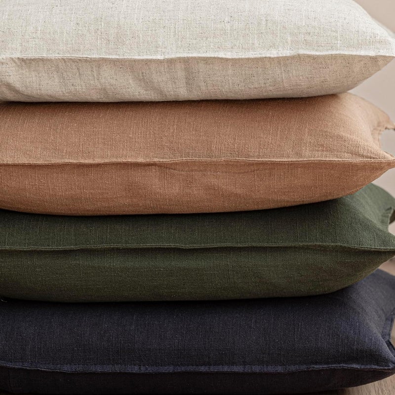 Foindtower Pack of 2, Decorative Linen Solid Throw Pillow Covers Soft Accent Cushion Case Farmhouse Neutral Pillowcase for Chair Couch Sofa Bedroom Living Room Home Decor 18 x 18 Inch Dark Olive Green - Image 5
