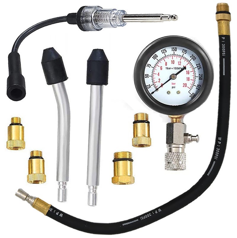 KAKO Petrol Engine Cylinder Compression Tester Kit and Spark Plug Tester Tool Fit for Automotive Car Lawnmower Truck Chainsaw Motorcycle Boat Petrol Gas Engine Diagnostic Compression Tester Kit (9 Pcs) - Image 2