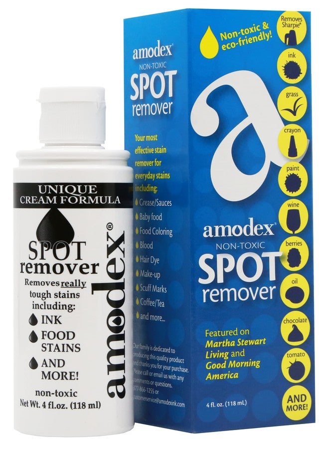 Amodex Ink & Spot Remover for Clothes, Leather and Skin - Removes Ink, Ballpoint, Sharpie, Grease and More, Works on Set-in Stains, Gentle but Powerful, 4oz/120ml Bottle - Image 1