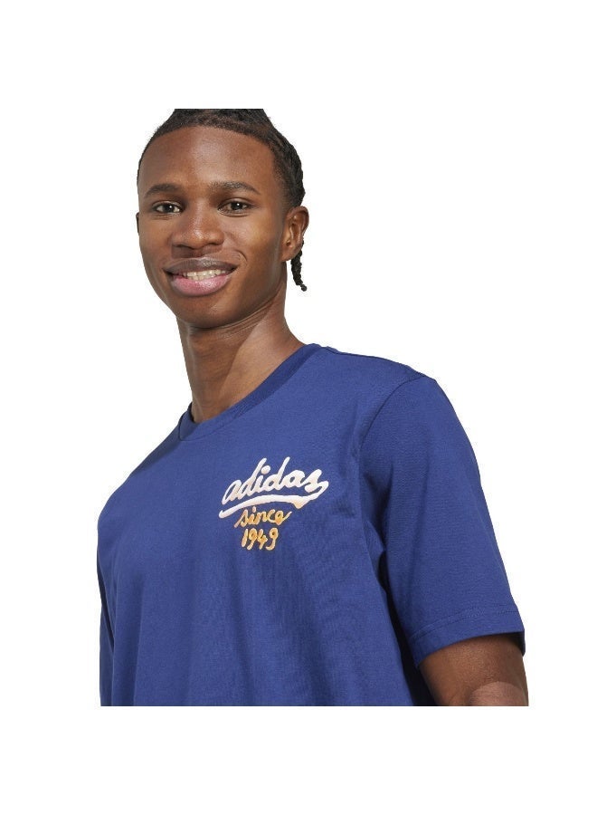 اديداس تيشيرت رجالي    أزرق برسومات وأكمام قصيرة - Image 5