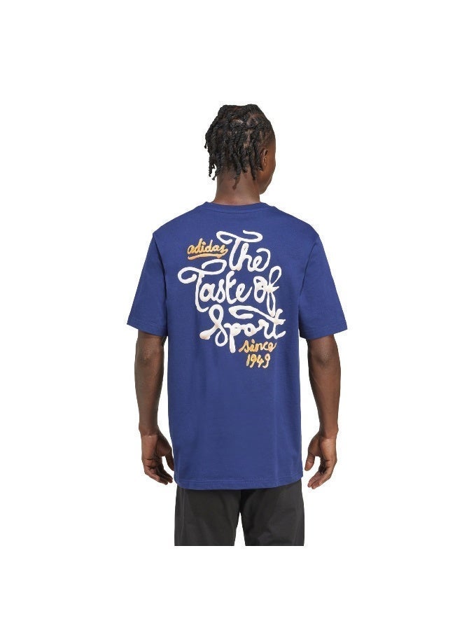 اديداس تيشيرت رجالي    أزرق برسومات وأكمام قصيرة - Image 3