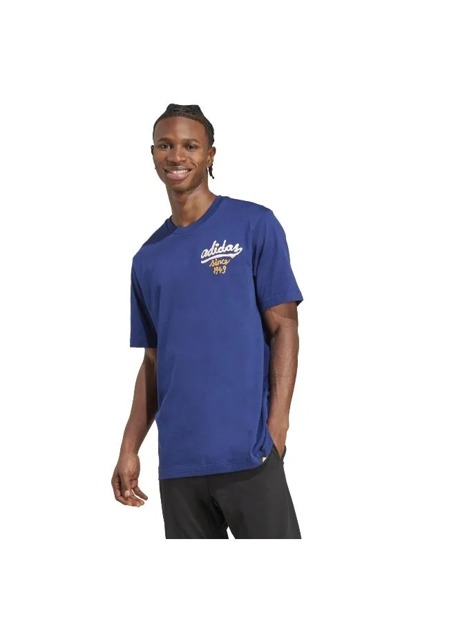 اديداس تيشيرت رجالي    أزرق برسومات وأكمام قصيرة