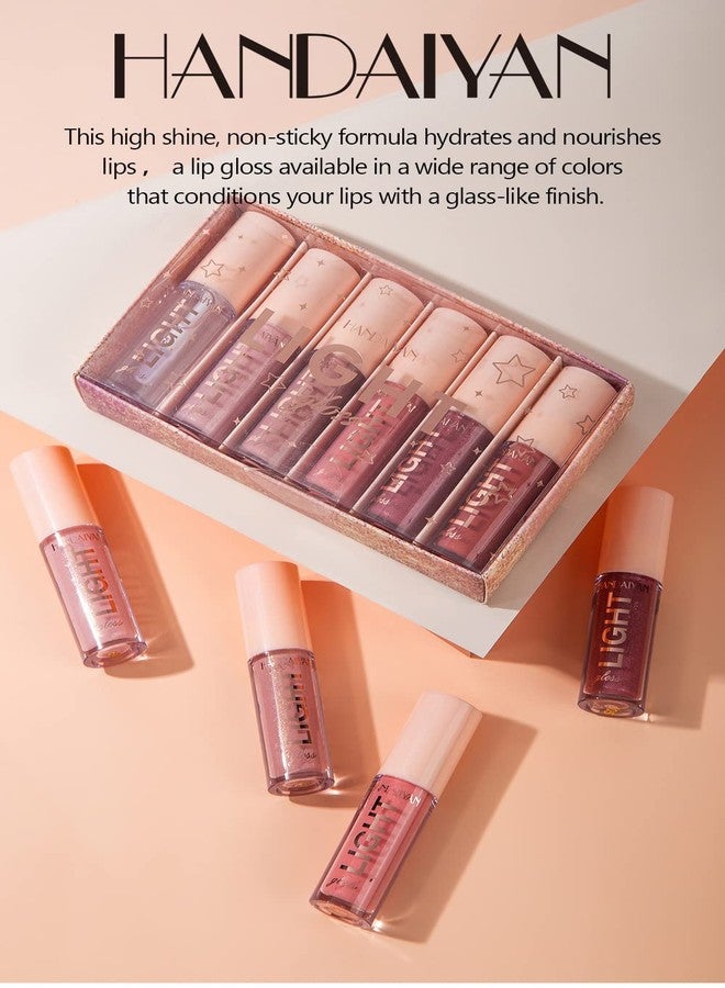 BANGFENG 6PCS Lip Oil Light Lipgloss Set, Moisturizing Hydrating Lip Glow Oil Lip Gloss Kit High Shine Lip Plumping Glass Finish Lip Gloss Liquid Lipstick for Women (Set B) - Image 3