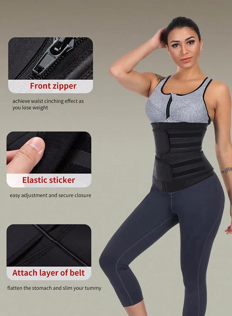 DPTER Adjustable Waist Trainer Trimmer for Women, Slimming Belt with Tummy Sauna Bandage Wrap, Waist Trimmer Belt Belly Body Shaper Compression Wrap, Corset Waist Trainer for Women and Men - Image 5