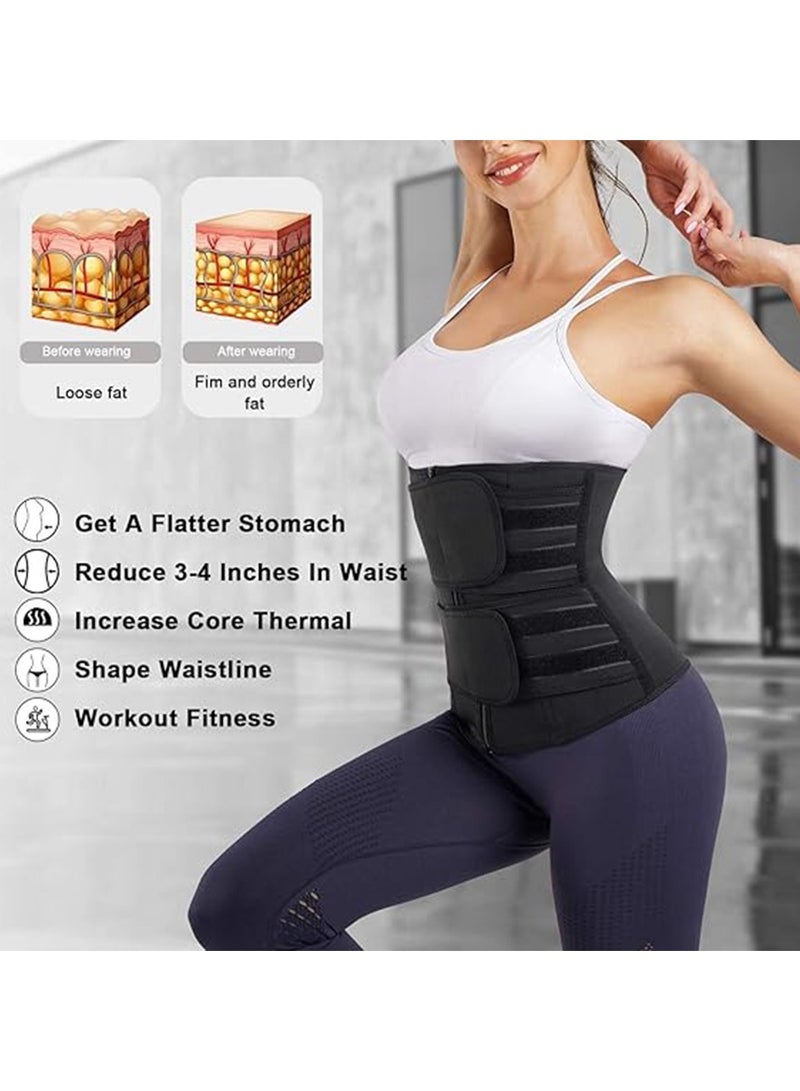DPTER Adjustable Waist Trainer Trimmer for Women, Slimming Belt with Tummy Sauna Bandage Wrap, Waist Trimmer Belt Belly Body Shaper Compression Wrap, Corset Waist Trainer for Women and Men - Image 4