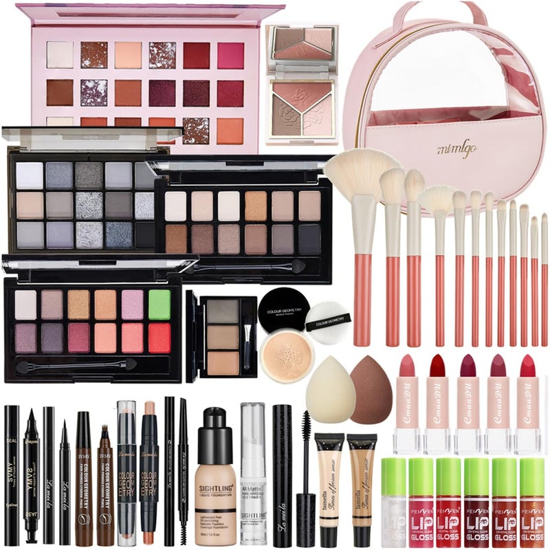 SIGHTLING All In One Makeup Kit, Travel Makeup Kit, Makeup Gift Set, Makeup Kit for Women Full Kit, Makeup Bundle Includes Foundation Eyeshadow Palette Lipstick Eyeliner Mascara Contour Stick Cosmetic Brush Set - Image 1
