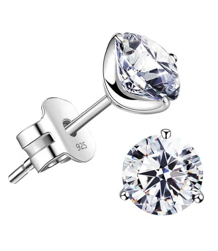 Raneecoco "STUNNING FLAME" 18K Gold Plated Silver Brilliant Cut Simulated Diamond Cubic Zirconia Stud Earrings(white-gold-plated-silver, 1.0) - Image 1