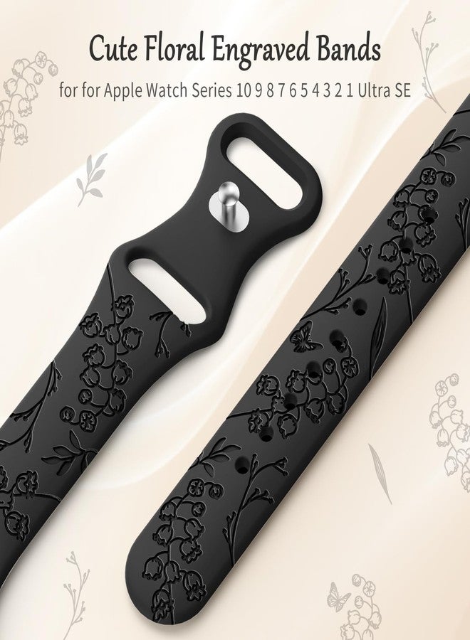 امسكاي مجموعة AMSKY من 6 أساور رفيعة محفورة بنقوش زهرية، متوافقة مع ساعات Apple Watch بمقاسات 40 مم، 41 مم، 42 مم، 38 مم، 44 مم، 45 مم، 46 مم، 49 مم، للنساء. سوار رياضي أنيق من السيليكون لساعات iWatch Series 10 Ultra و9 و8 و7 و6 و5 و4 و3 و2 و1 وSE. - Image 3