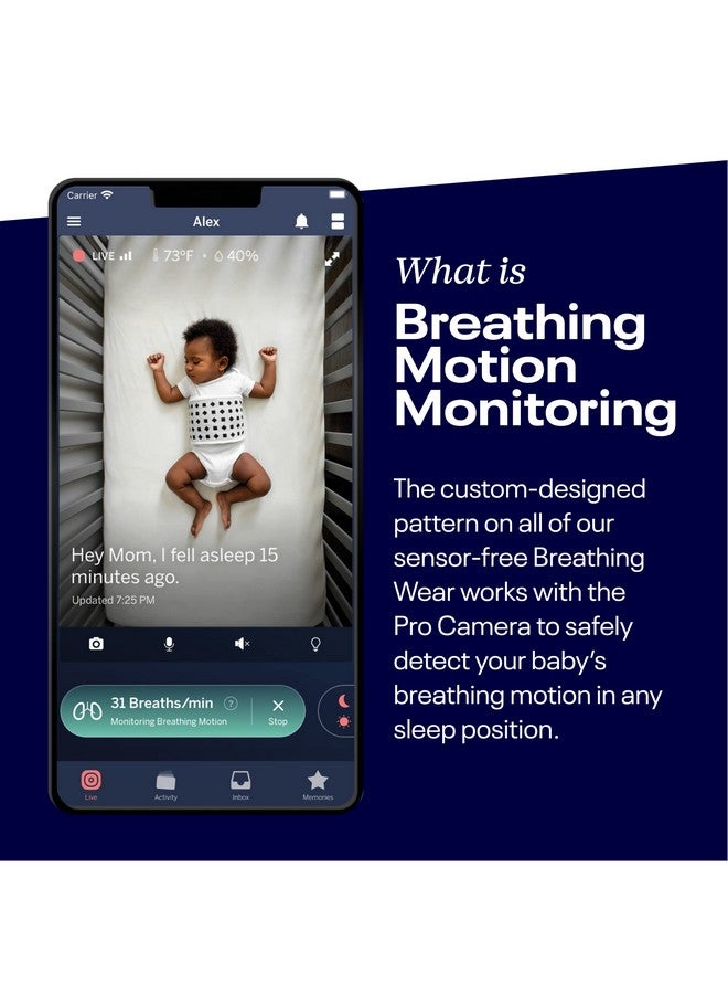 Nanit Nanit Breathing Wear Band 3-Pack - Works with Nanit Pro Baby Monitor to Track Breathing Motion Sensor-Free, Real-Time Alerts, 100% Cotton, Size Small, 0-3 Months, Multi-Color - Image 5