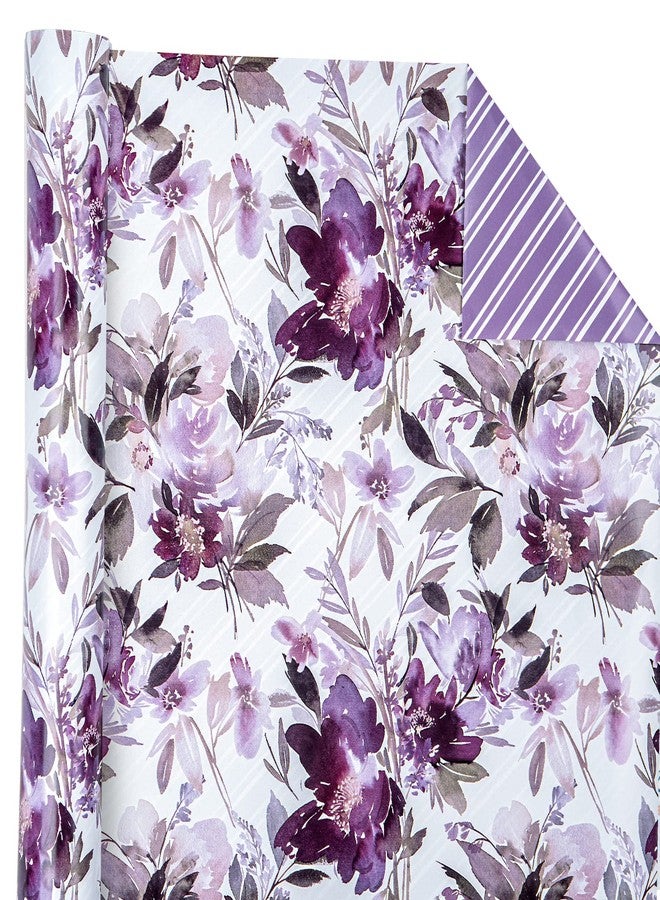 WRAPAHOLIC Reversible Floral Wrapping Paper - Mini Roll - 17 Inch X 33 Feet - Purple Floral Design for Wedding, Birthday, Valentines' Day, Baby Shower, Anniversary, Bridal Shower - Image 4