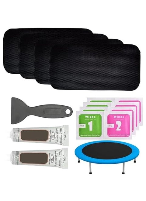 Trampoline Patch Repair Kit, 4X 8 Rectangular On Patches, Repair Trampoline Mat Kit, Puncture Repair Patches, Trampoline Mat Patch Repair Kit, Repair Holes Or Tears in A Trampoline Mat